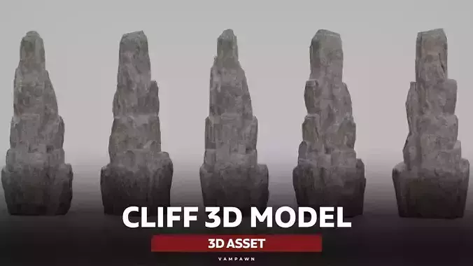 3D Cliff Rock Model - PBR Optimized 