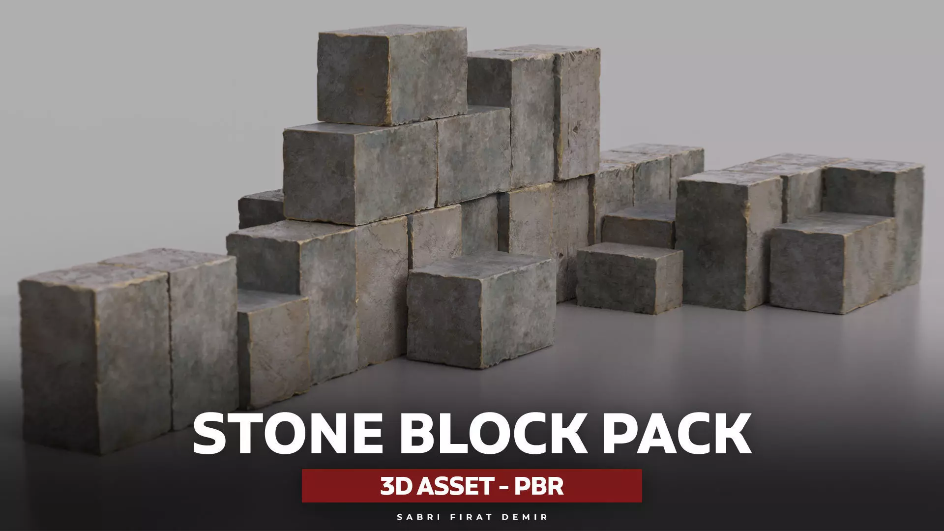 Rock Block Pack   Low-poly 3D model_0