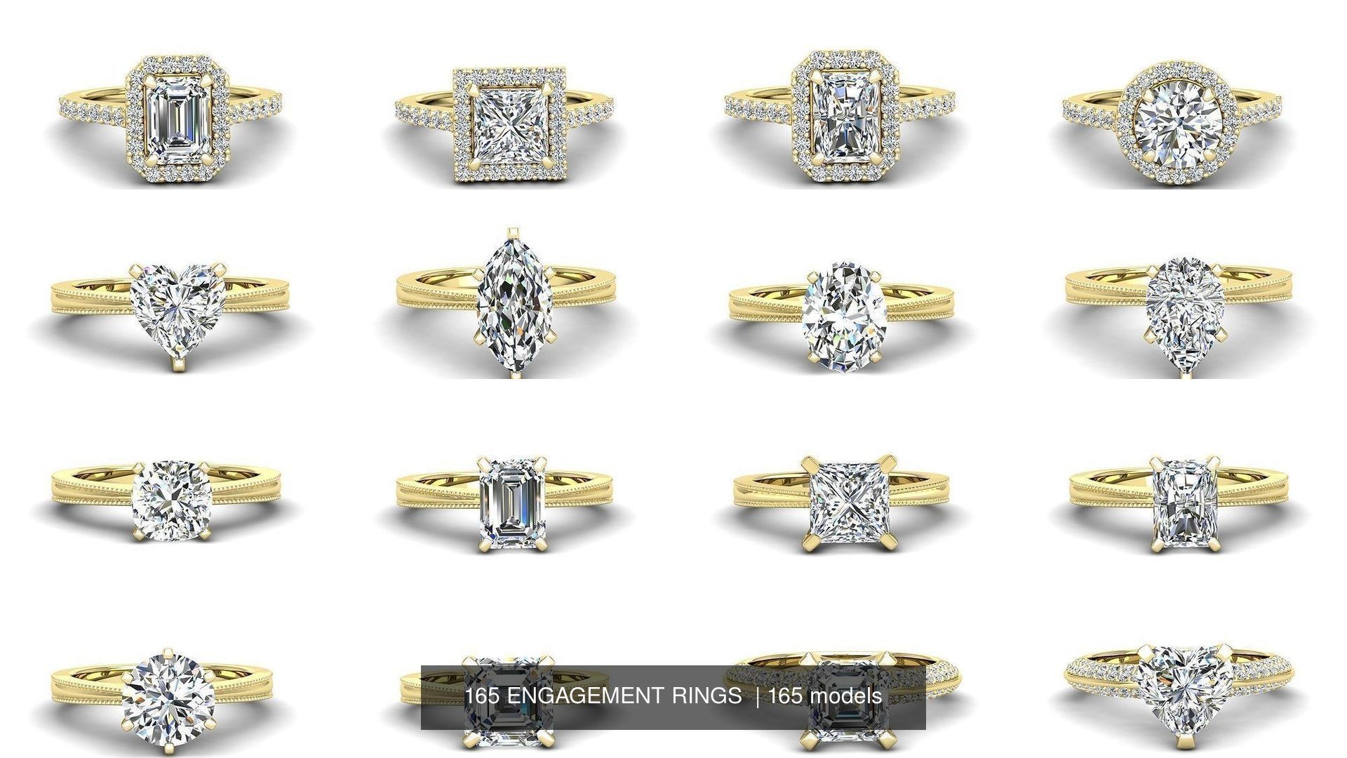 165 ENGAGEMENT RINGS  3D Model Collection_3