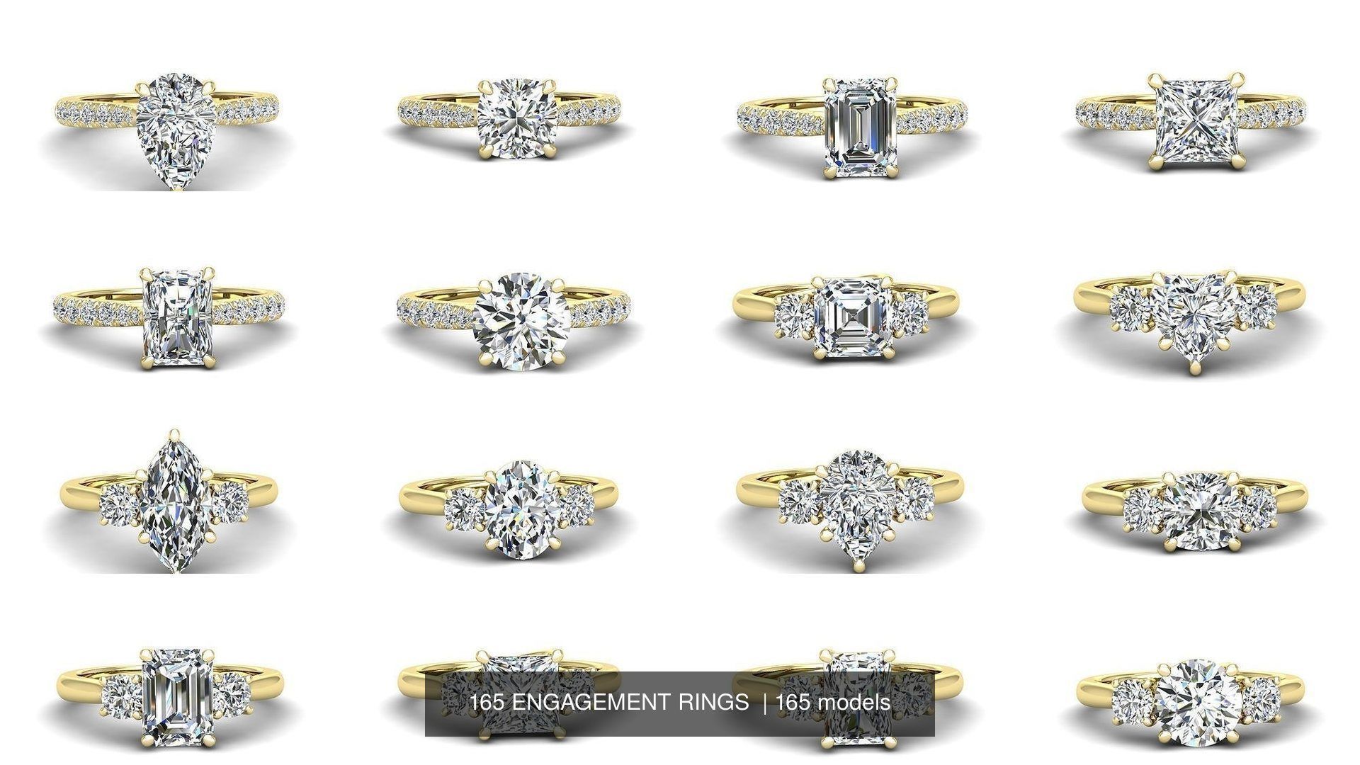165 ENGAGEMENT RINGS  3D Model Collection_8
