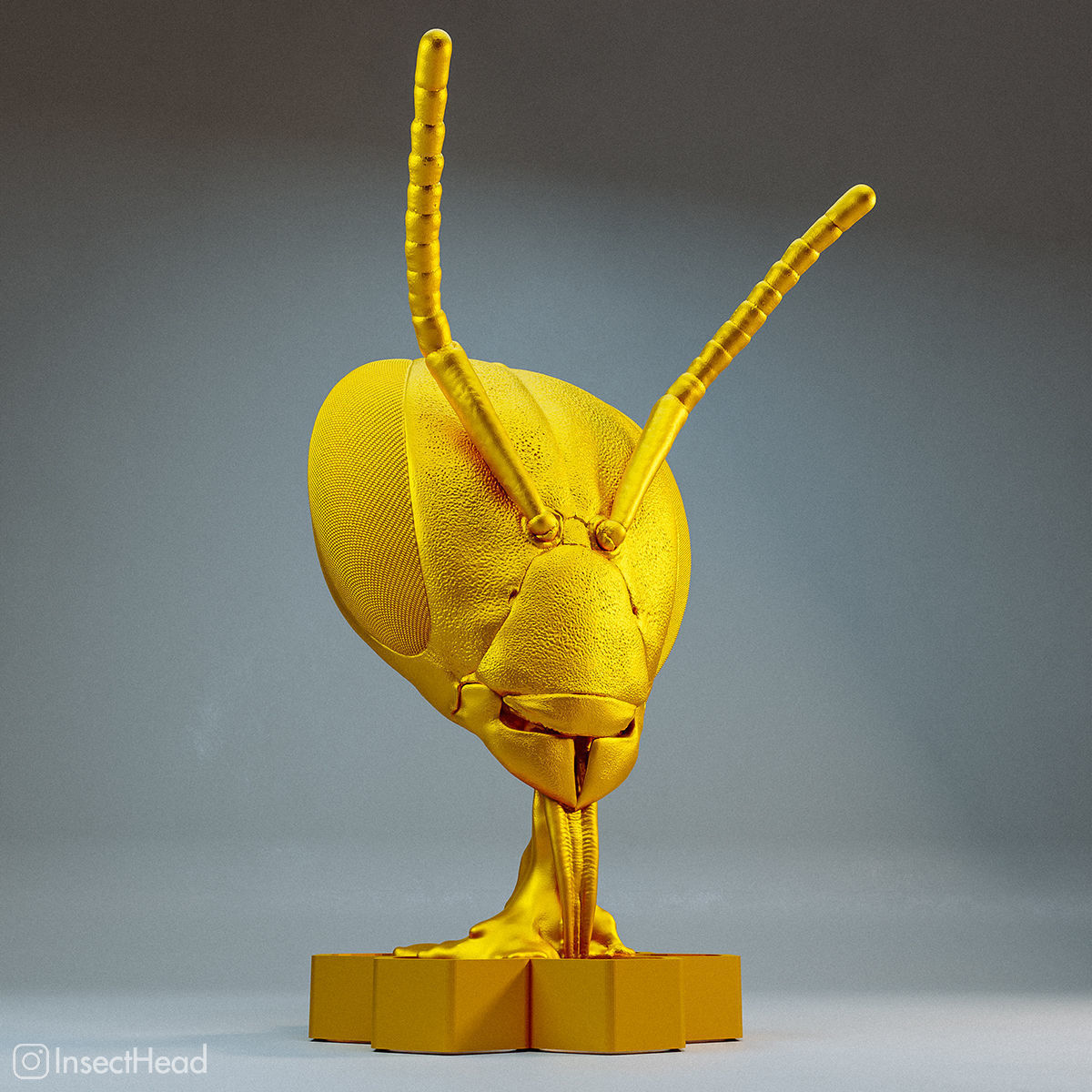 Honeybee head statue 3D print model_2
