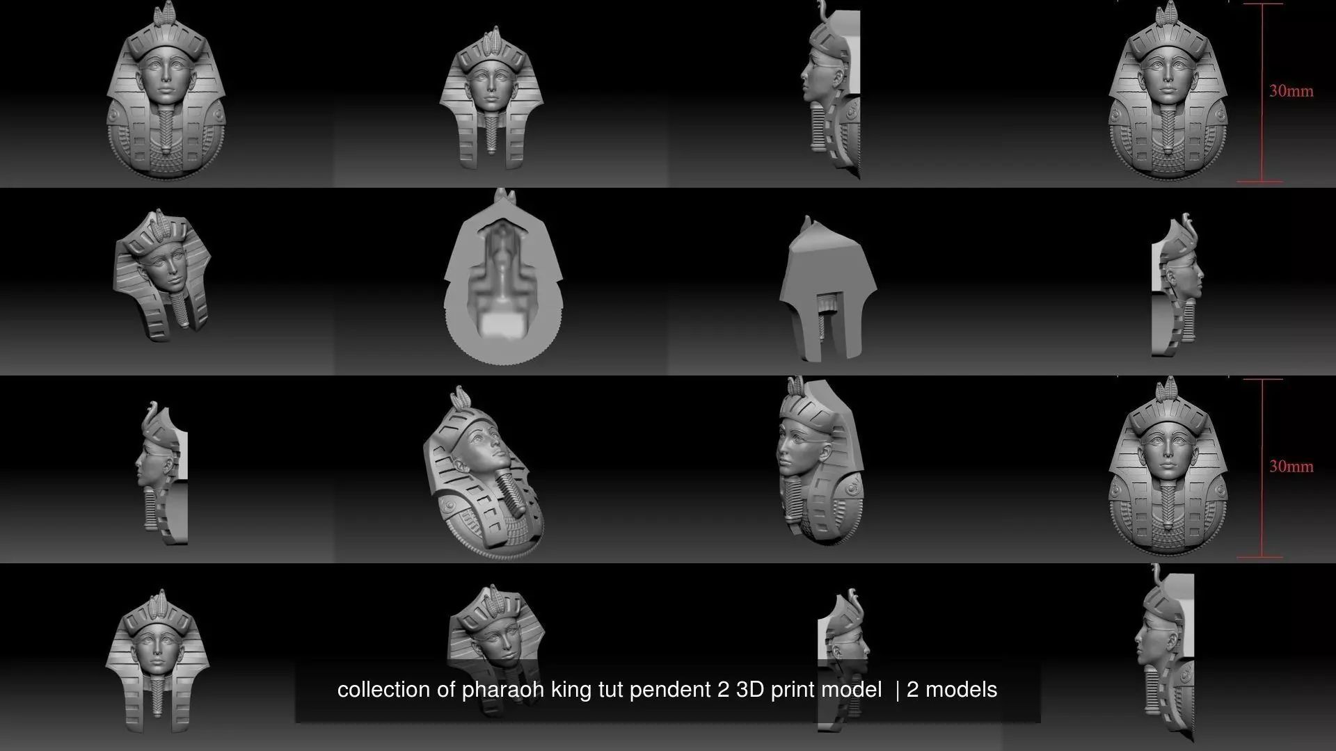 collection of pharaoh king tut pendent 2 3D print model  _0