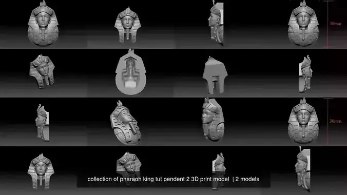 collection of pharaoh king tut pendent 2 3D print model  