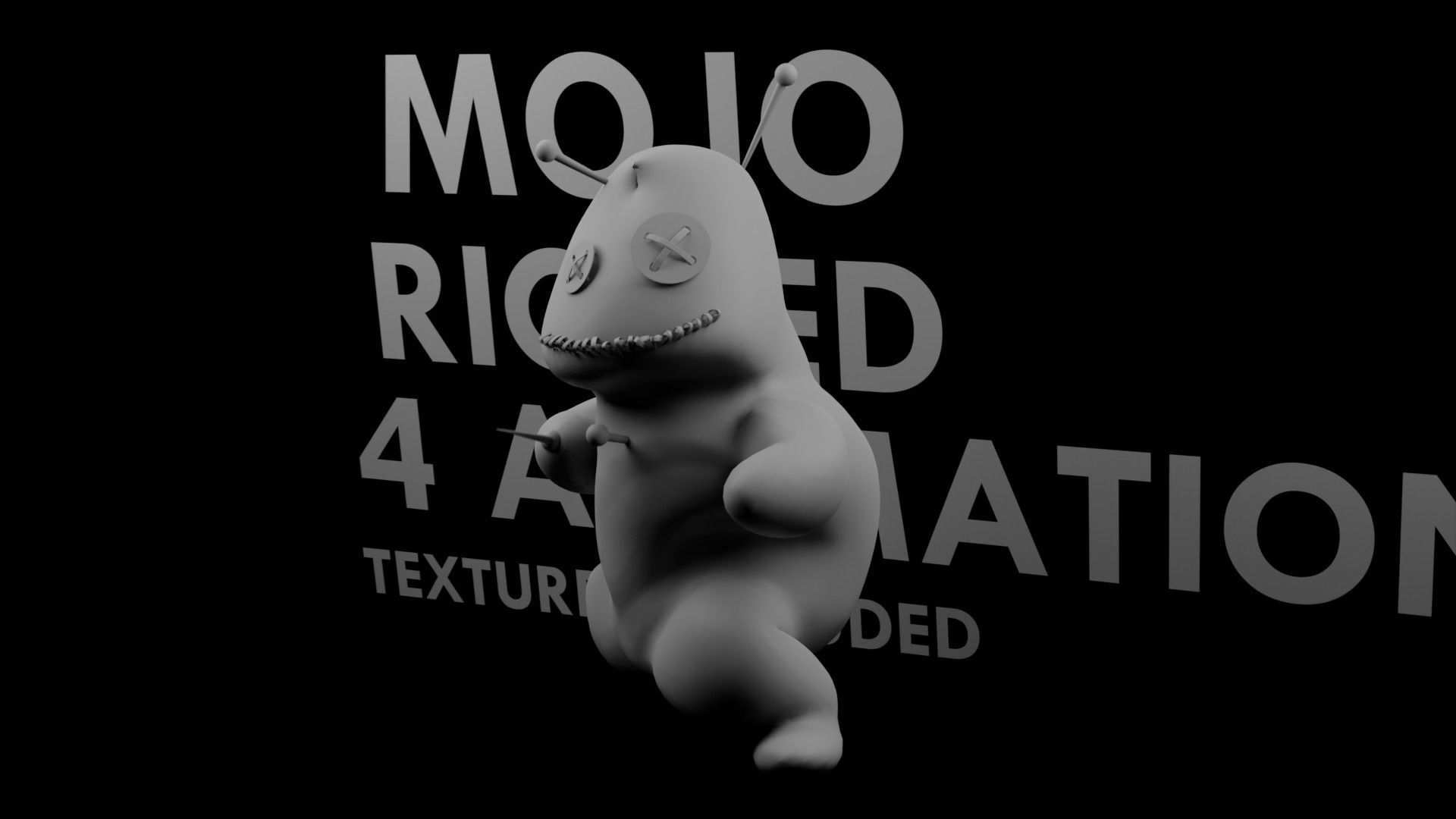 Mojo - Rigged and Animated Voodoo Doll with needle weapons 3D model_8