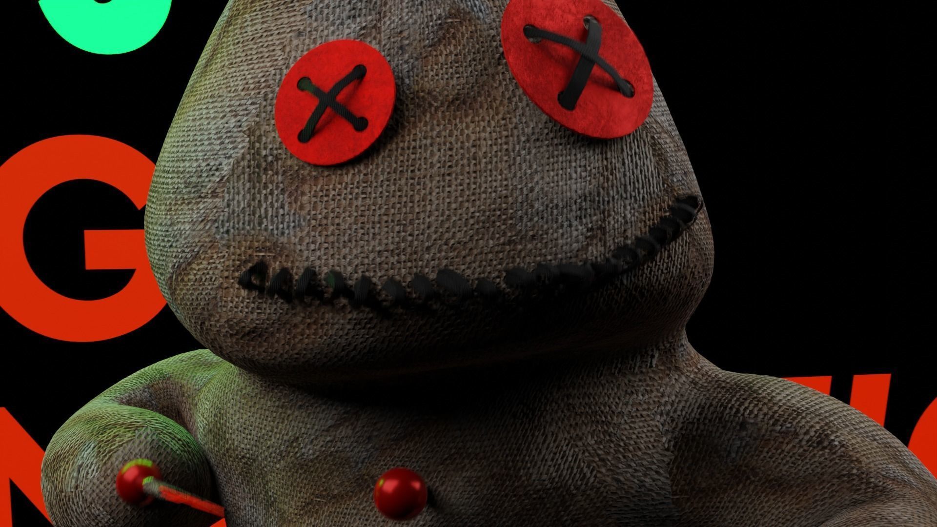 Mojo - Rigged and Animated Voodoo Doll with needle weapons 3D model_7