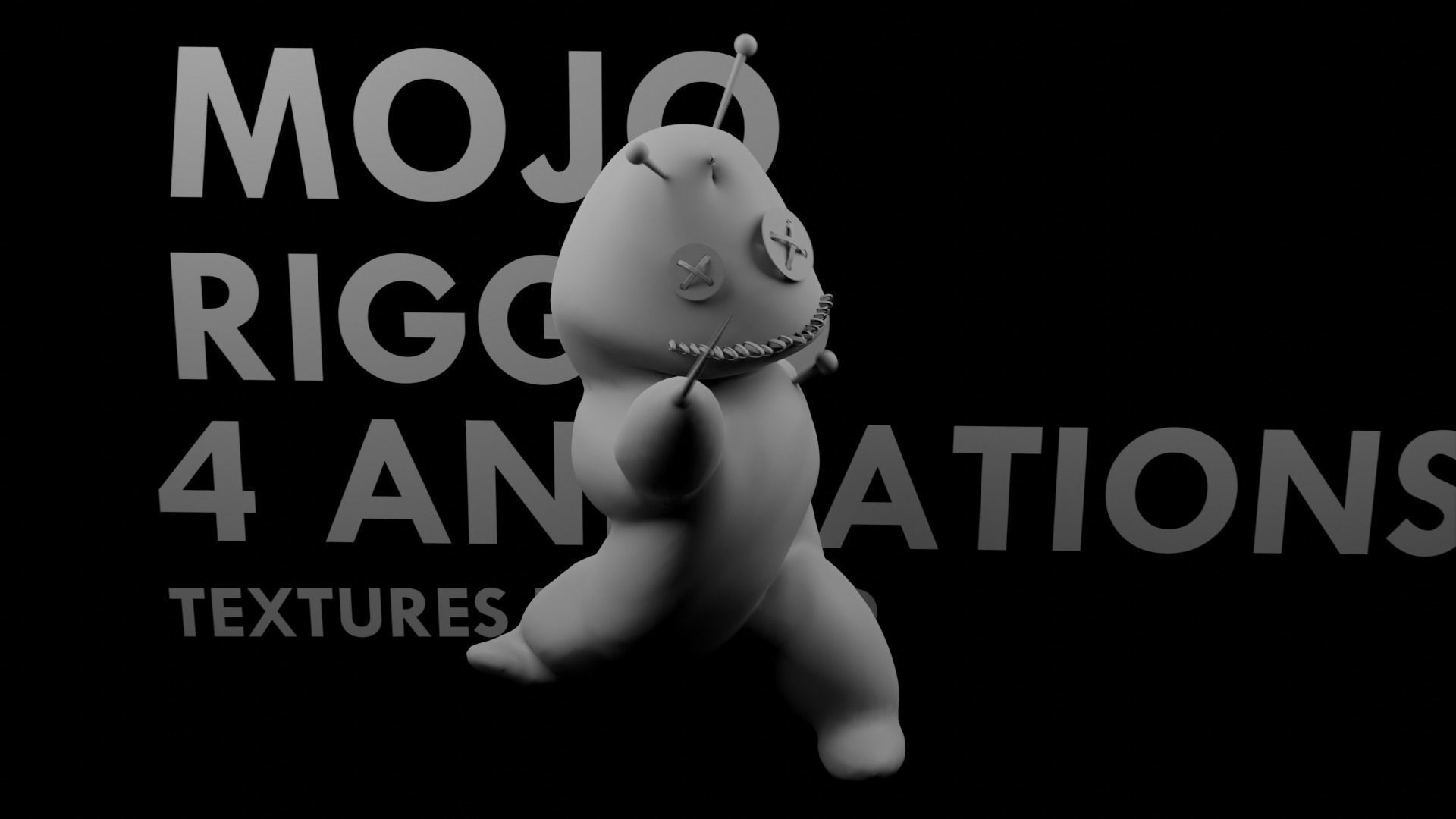 Mojo - Rigged and Animated Voodoo Doll with needle weapons 3D model_6