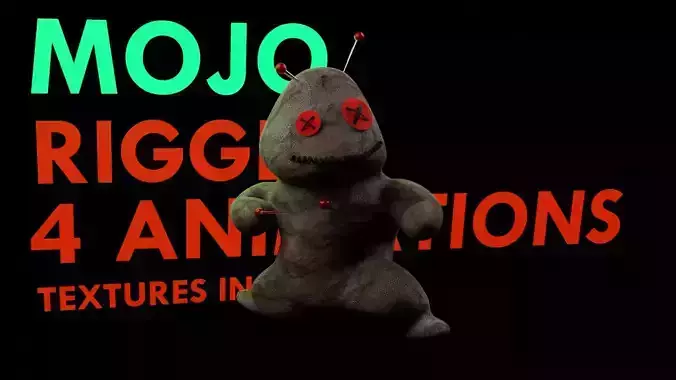 Mojo - Rigged and Animated Voodoo Doll with needle weapons 3D model