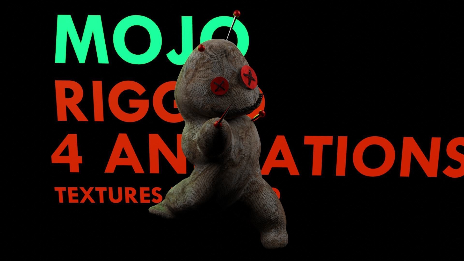 Mojo - Rigged and Animated Voodoo Doll with needle weapons 3D model_5