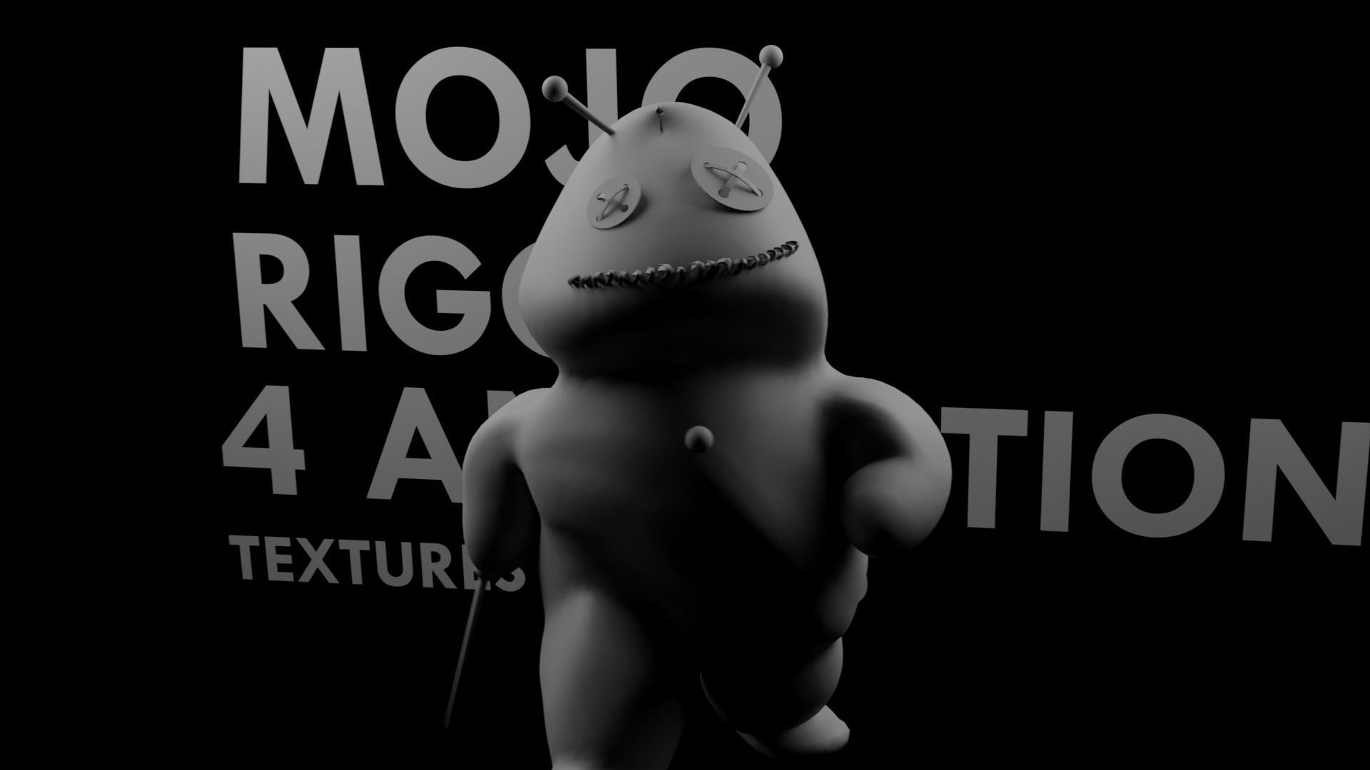 Mojo - Rigged and Animated Voodoo Doll with needle weapons 3D model_9