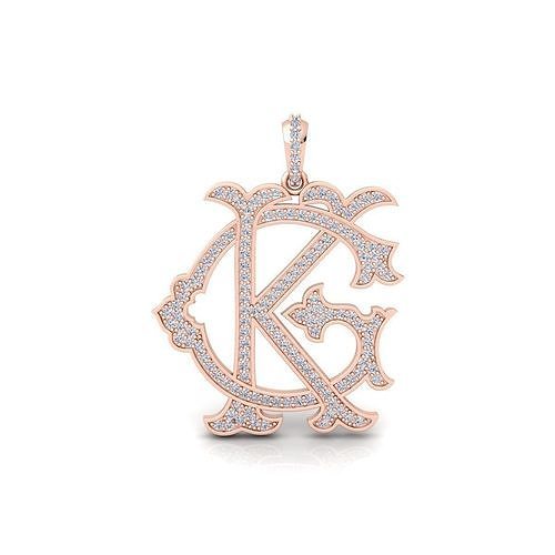 KG Monogram Diamond Pendent 3d Model and Render STL 3D print model