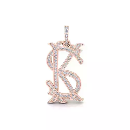 KS Monogram Diamond Pendent 3d Model and Render STL