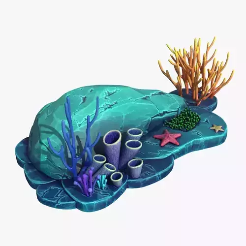 Cartoon Coral Reef v2 Low-poly 3D model