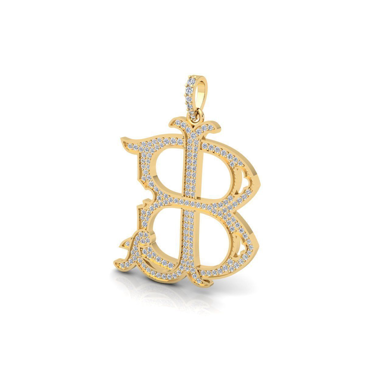 BL Monogram Diamond Pendent 3d Model and Render 3D print model_6