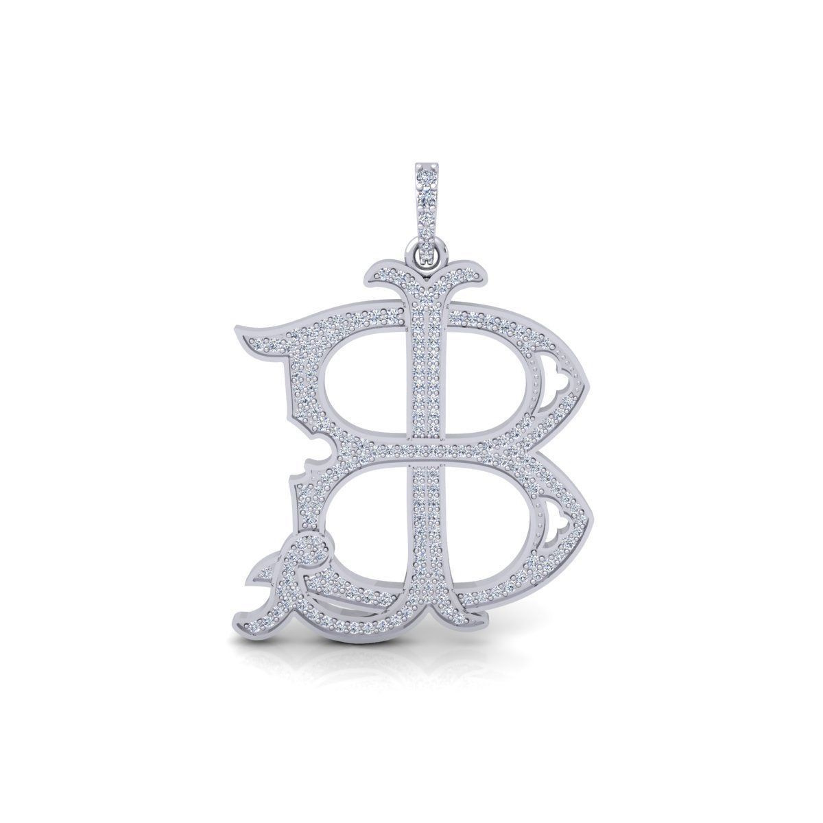 BL Monogram Diamond Pendent 3d Model and Render 3D print model_2