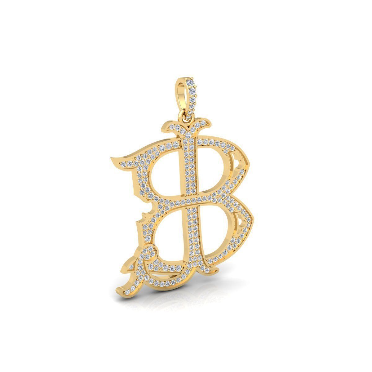 BL Monogram Diamond Pendent 3d Model and Render 3D print model_3