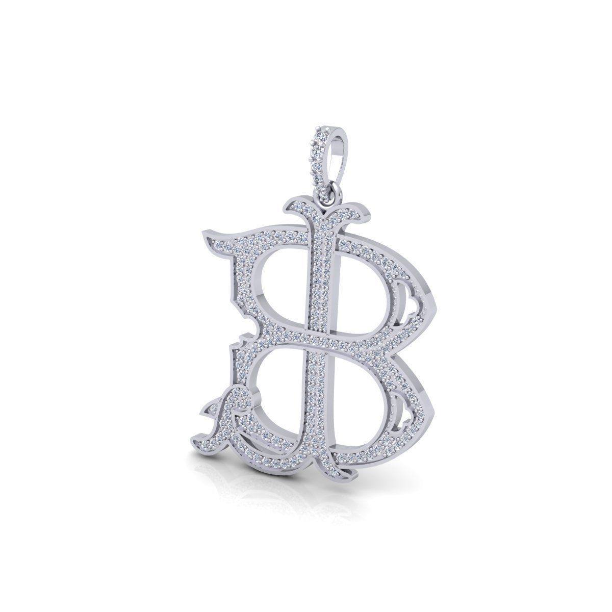 BL Monogram Diamond Pendent 3d Model and Render 3D print model_8