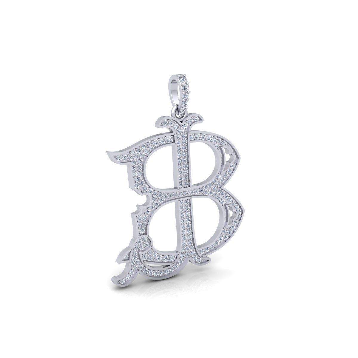 BL Monogram Diamond Pendent 3d Model and Render 3D print model_5
