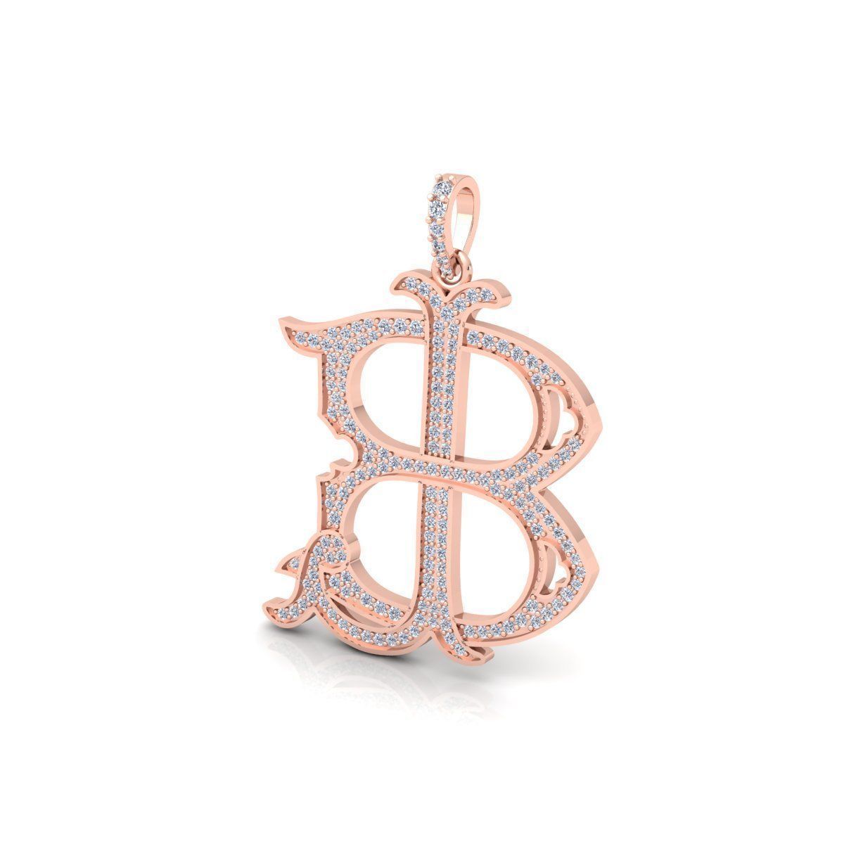 BL Monogram Diamond Pendent 3d Model and Render 3D print model_7