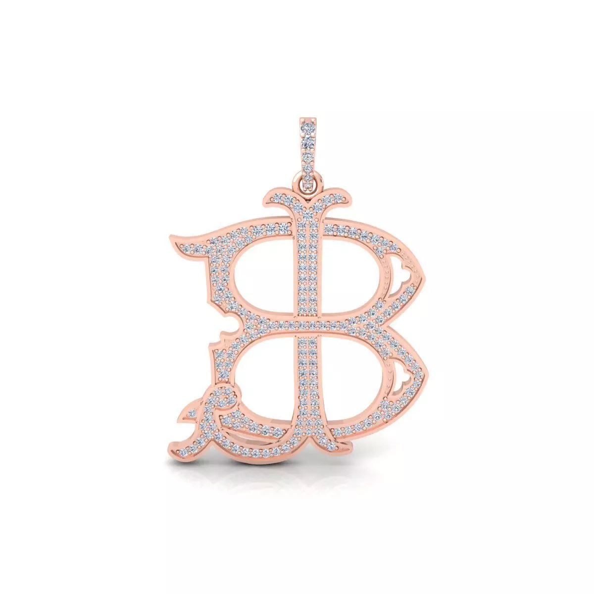 BL Monogram Diamond Pendent 3d Model and Render 3D print model_0