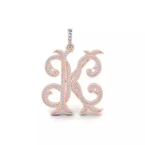 KX Monogram Diamond Pendent 3d Model and Render STL