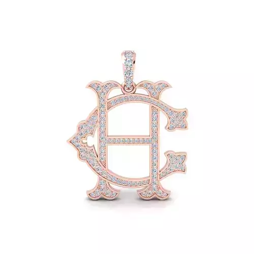 HC Monogram Diamond Pendent 3d Model and Render