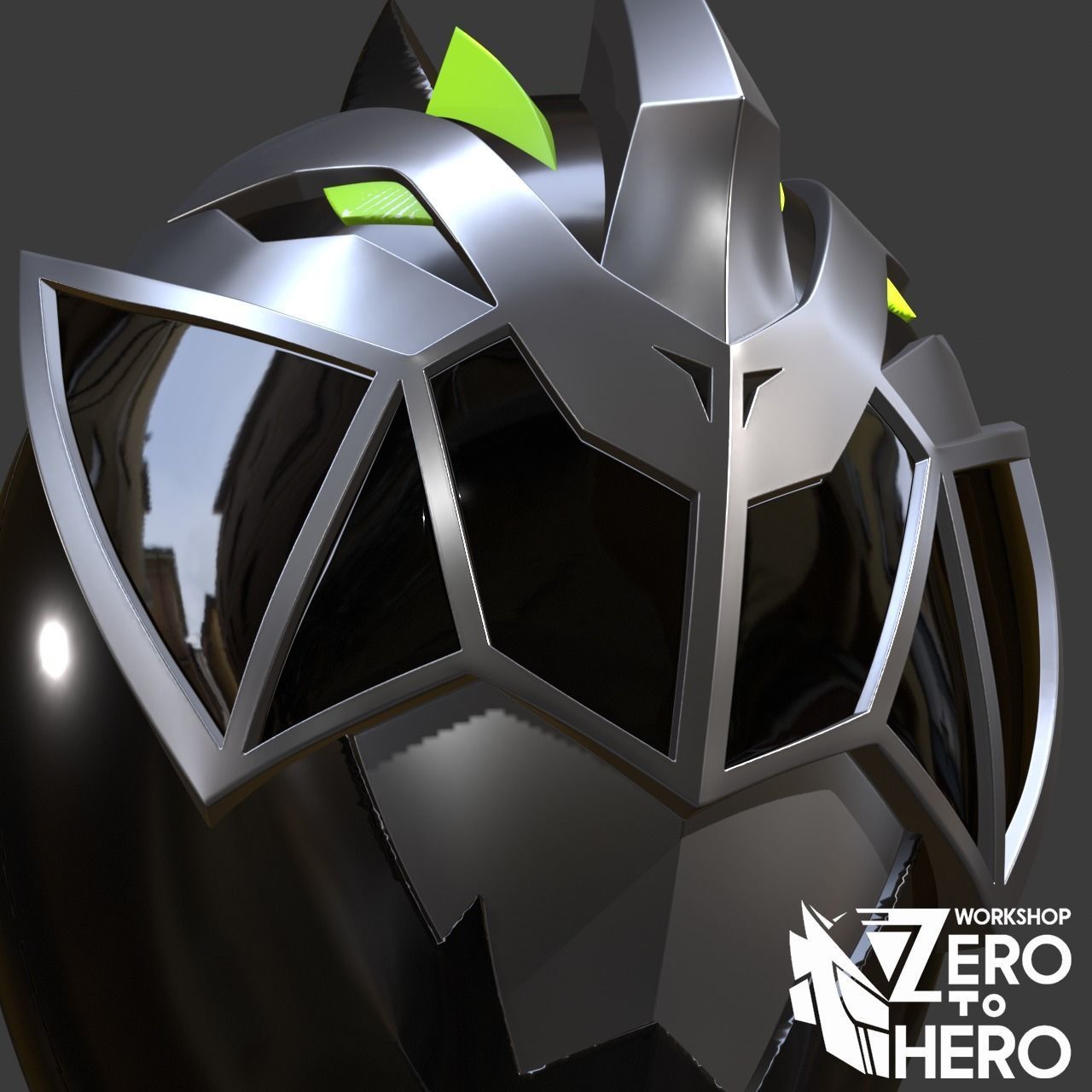 Power ranger Cosmic Fury Black Helmet 3D print model_5