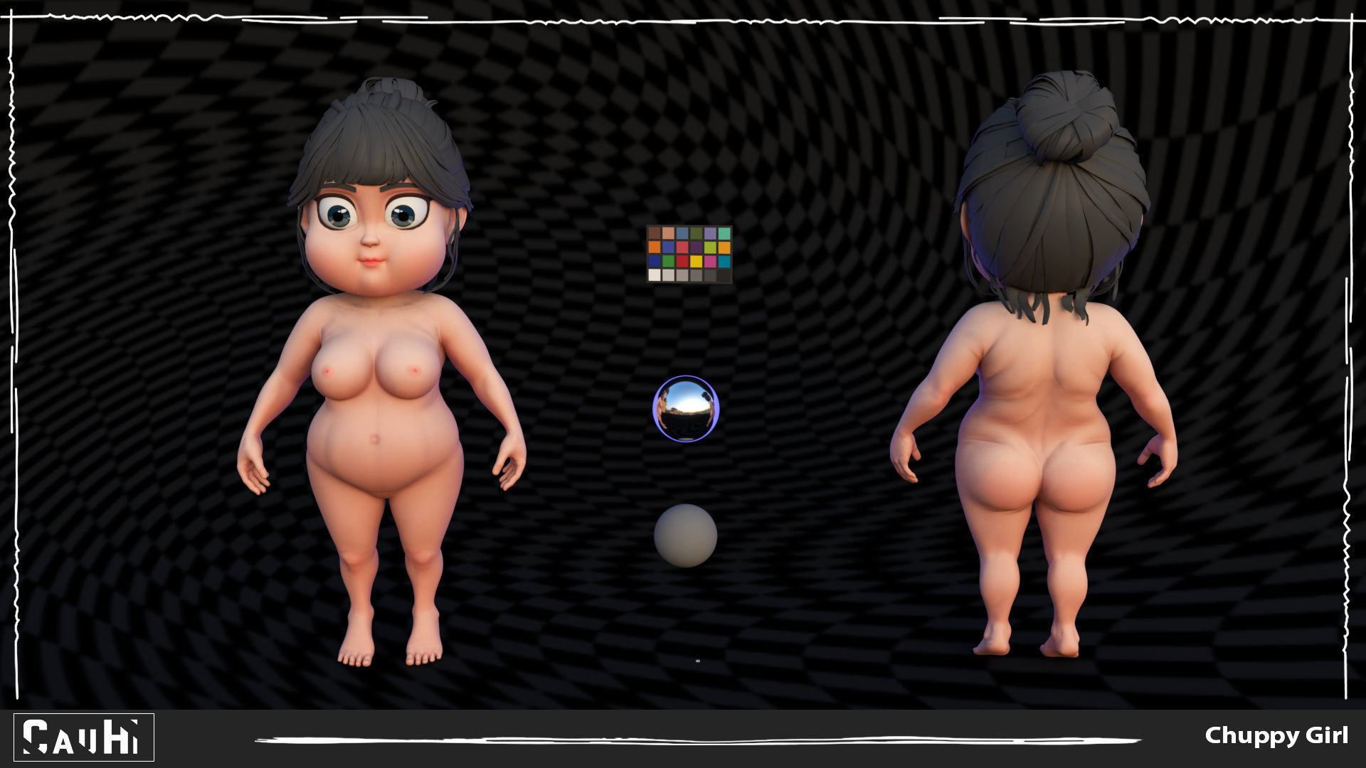 Combo 2 Body Chibi Fat Boy and Chibi Fat Girl  3D Model Collection_7