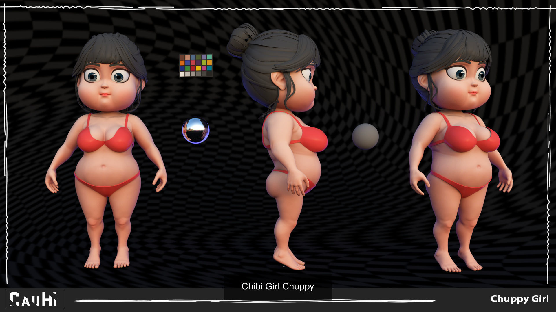 Combo 2 Body Chibi Fat Boy and Chibi Fat Girl  3D Model Collection_3