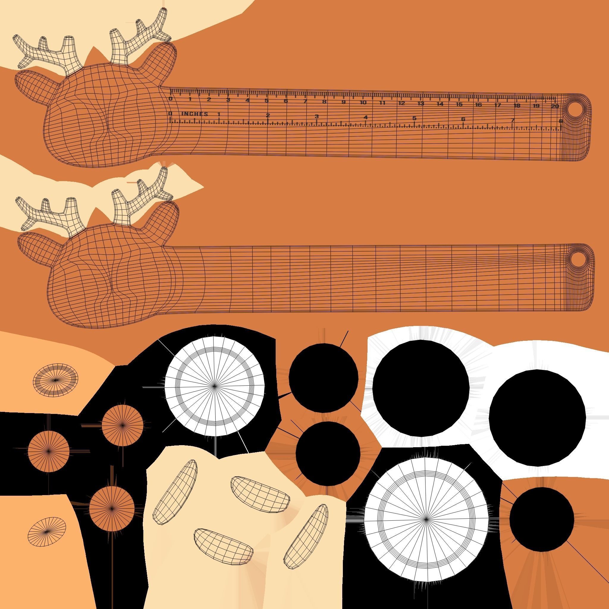 Ruler With Deer Animal Adorable Low-poly 3D model_11