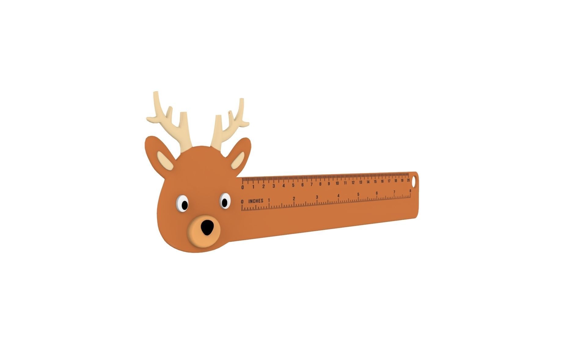 Ruler With Deer Animal Adorable Low-poly 3D model_1