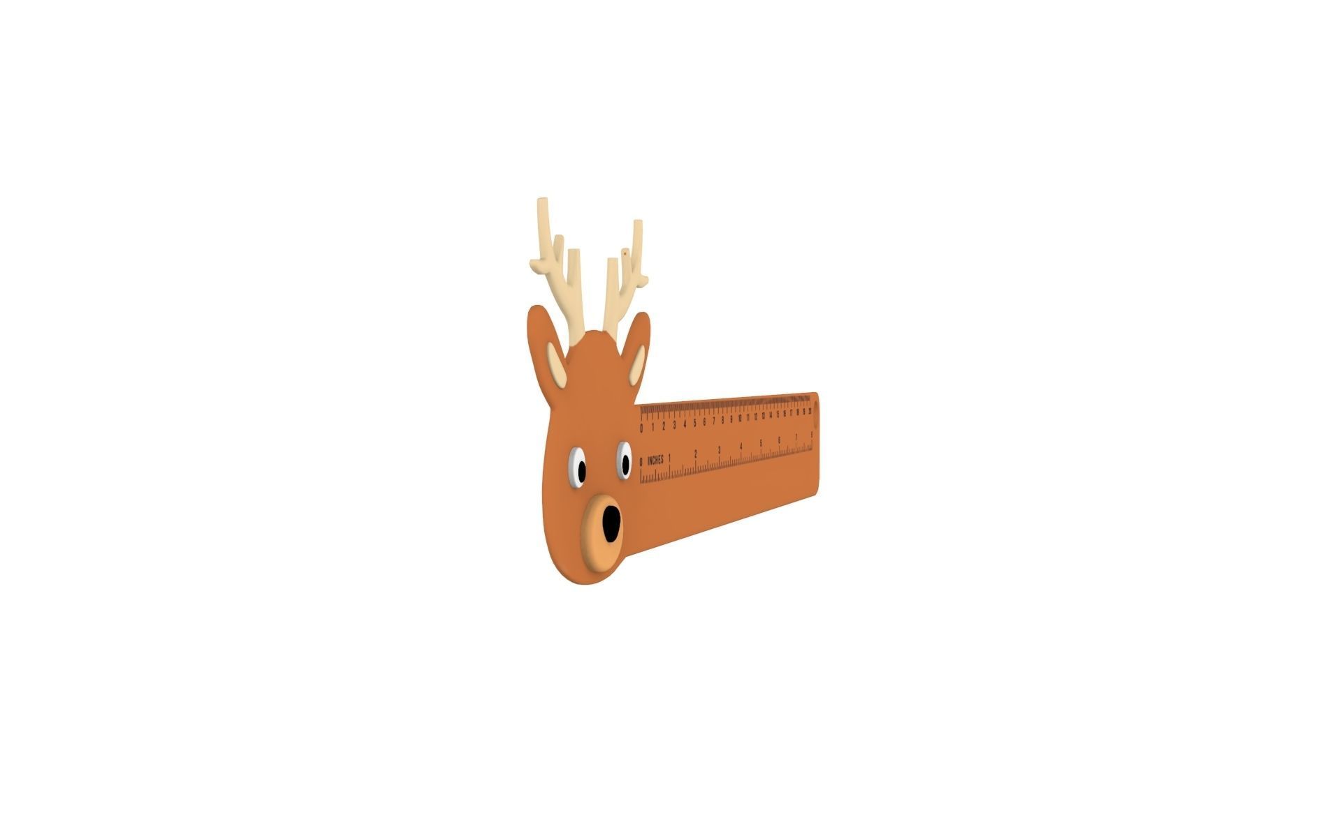 Ruler With Deer Animal Adorable Low-poly 3D model_2