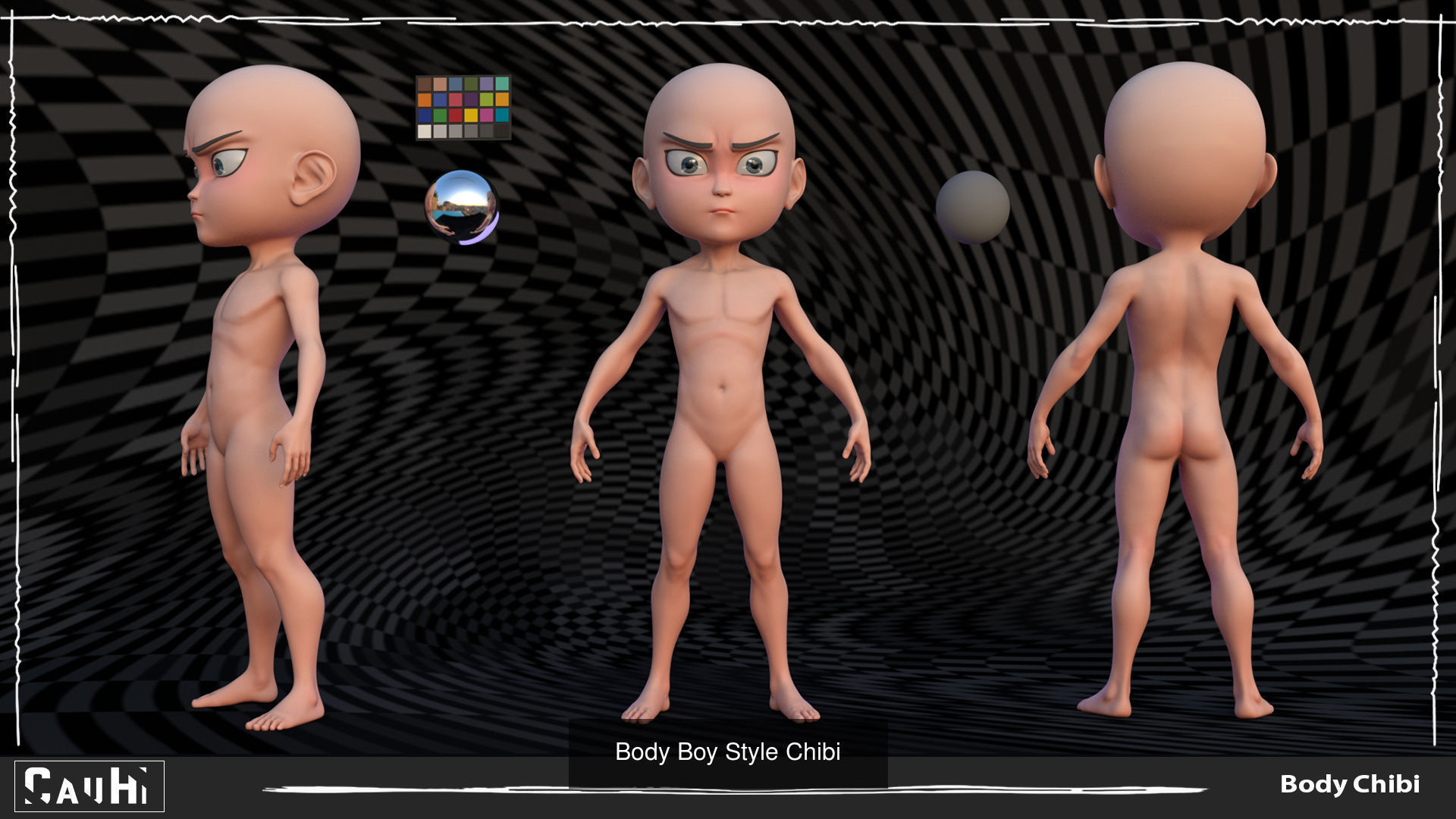 Combo 4 Body Chibi Fat and Thin  3D Model Collection_3