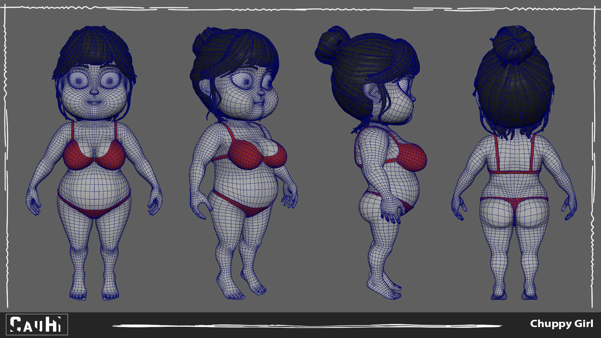 Combo 4 Body Chibi Fat and Thin  3D Model Collection_9