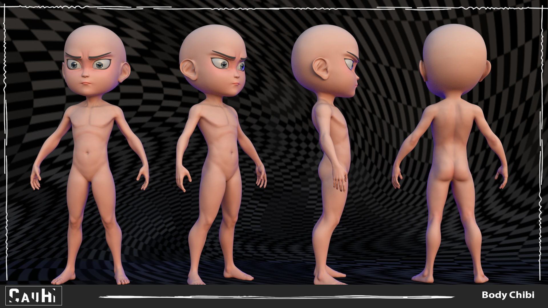 Combo 4 Body Chibi Fat and Thin  3D Model Collection_4