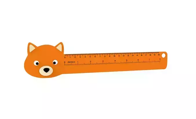 Ruler With Fox Animal Adorable Low-poly 3D model
