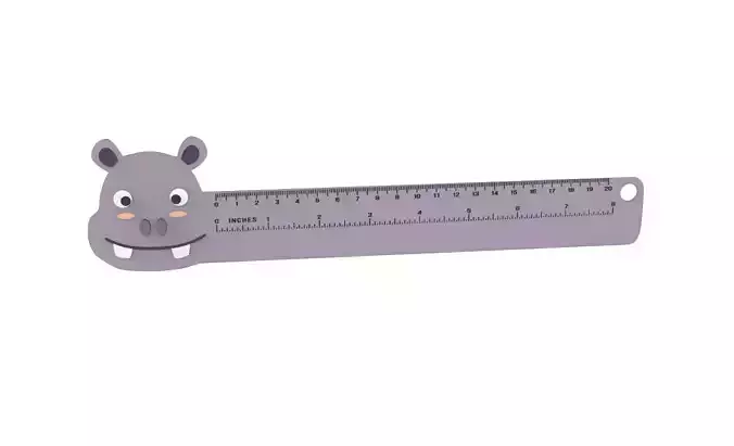 Ruler With Hippo Animal Adorable
