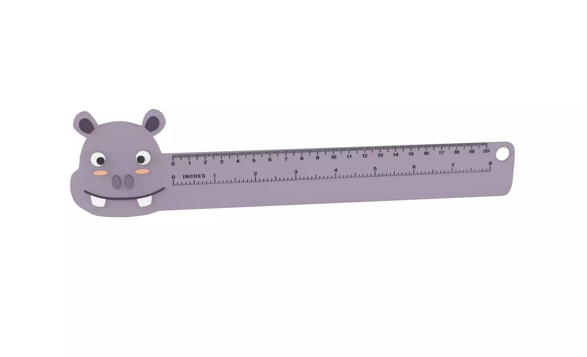 Ruler With Hippo Animal Adorable Low-poly 3D model_0