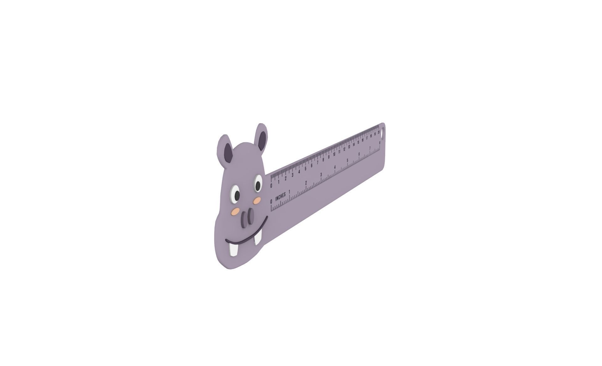 Ruler With Hippo Animal Adorable Low-poly 3D model_2