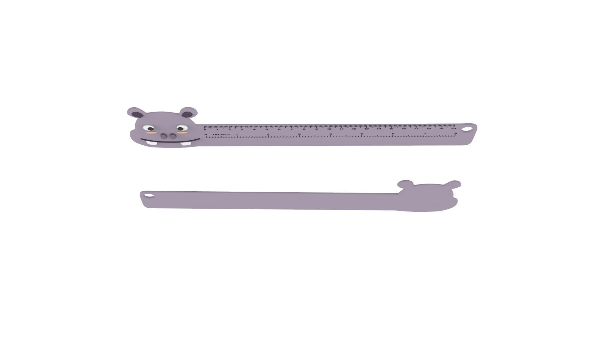 Ruler With Hippo Animal Adorable Low-poly 3D model_7