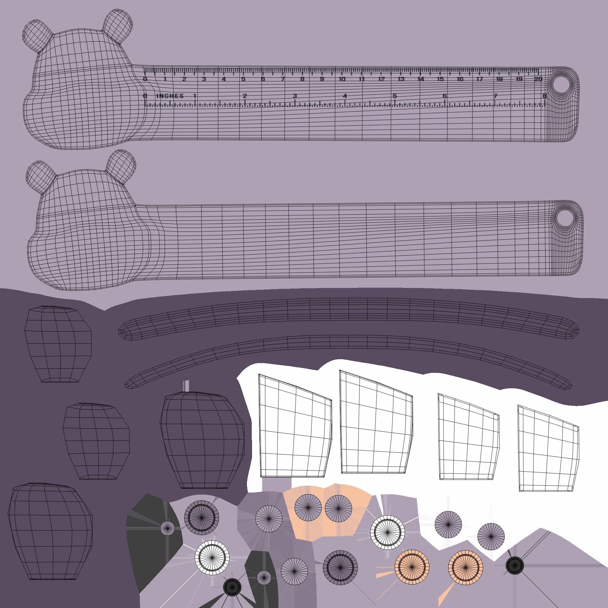 Ruler With Hippo Animal Adorable Low-poly 3D model_9