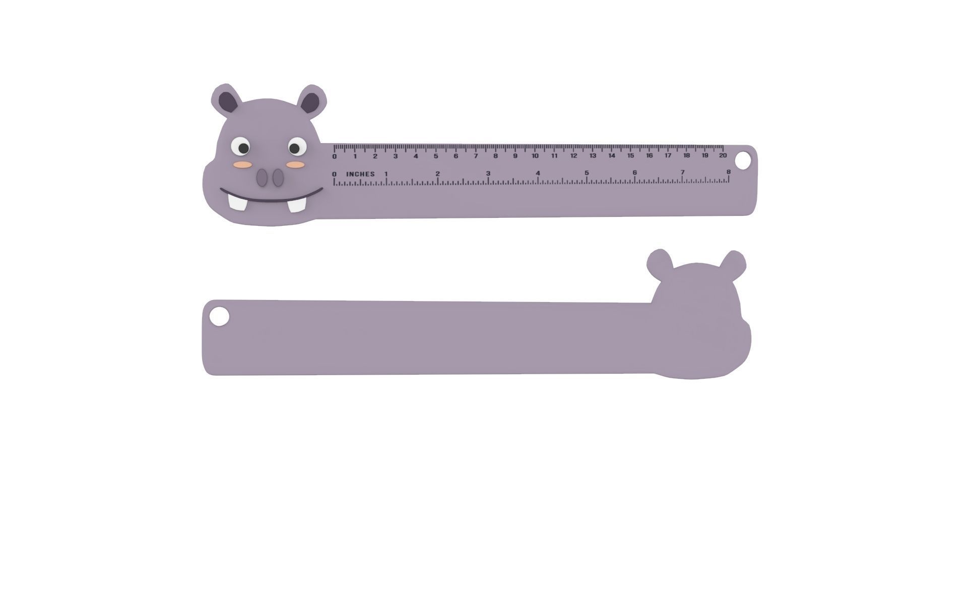 Ruler With Hippo Animal Adorable Low-poly 3D model_6