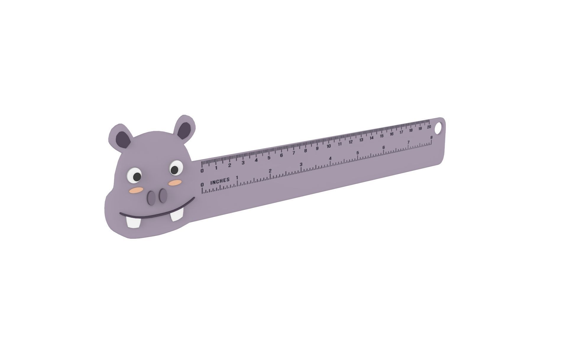 Ruler With Hippo Animal Adorable Low-poly 3D model_1