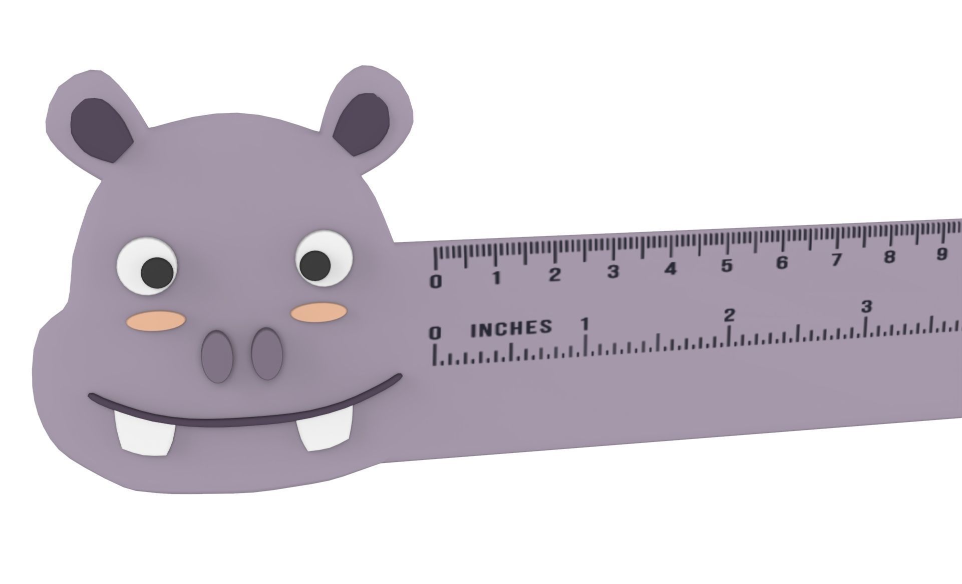 Ruler With Hippo Animal Adorable Low-poly 3D model_4