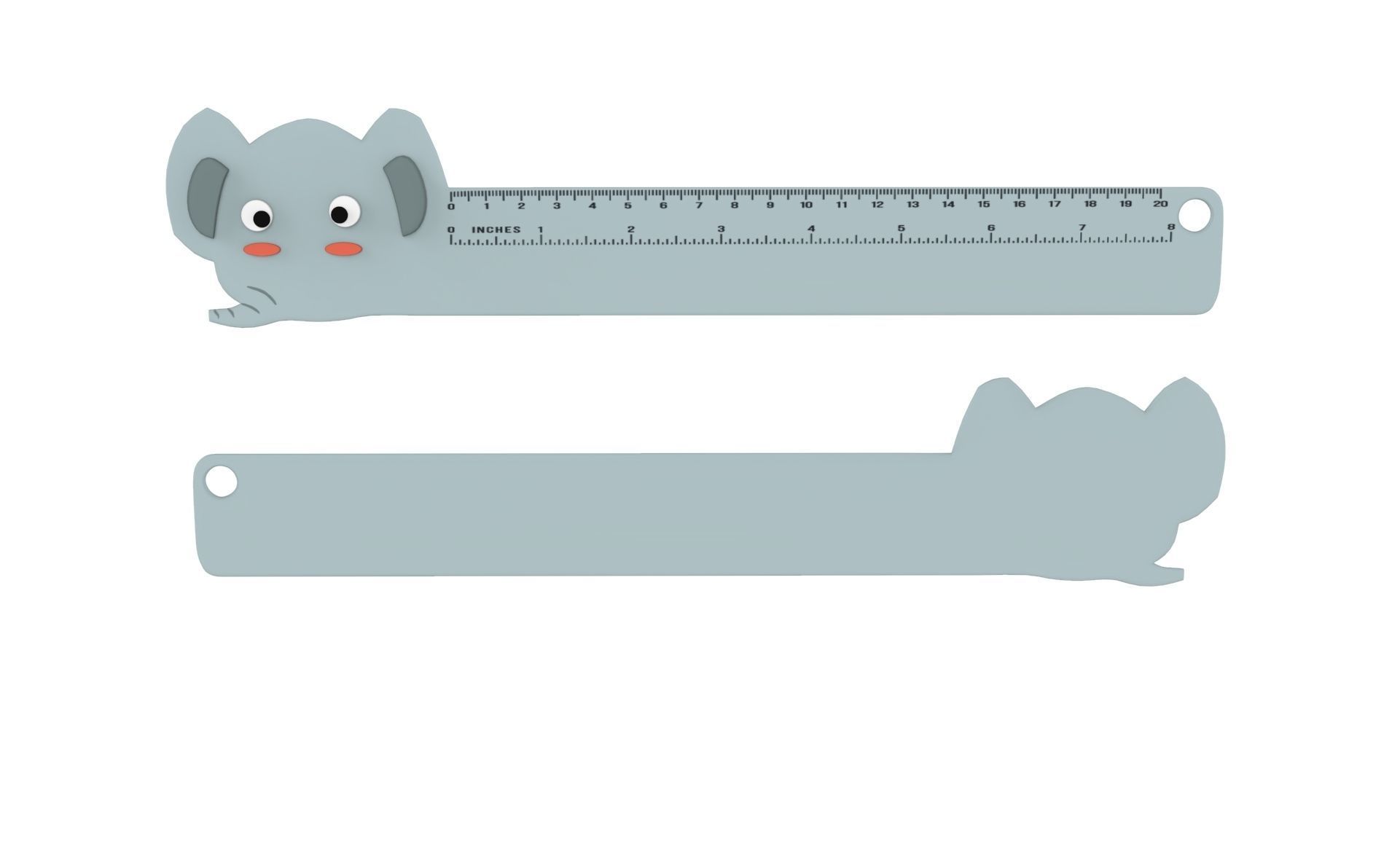Ruler With Elephant Animal Adorable Low-poly 3D model_6