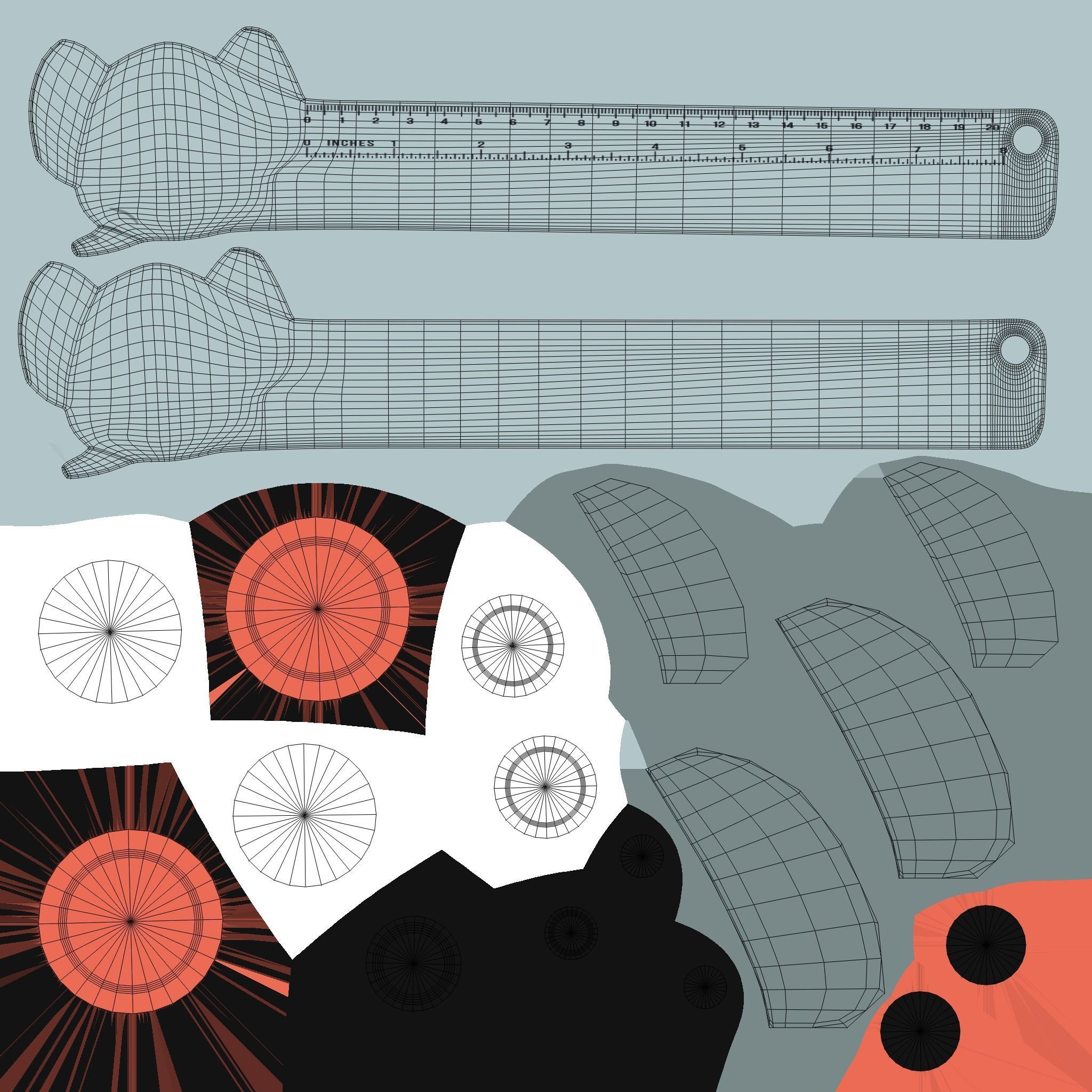 Ruler With Elephant Animal Adorable Low-poly 3D model_10