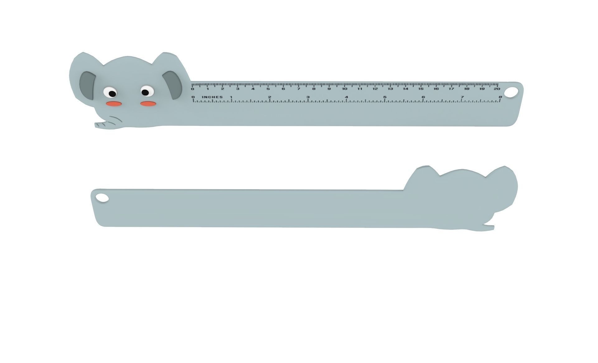 Ruler With Elephant Animal Adorable Low-poly 3D model_7