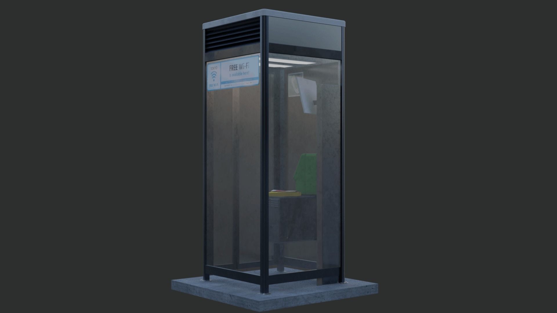 Payphone Booth 3D model_10