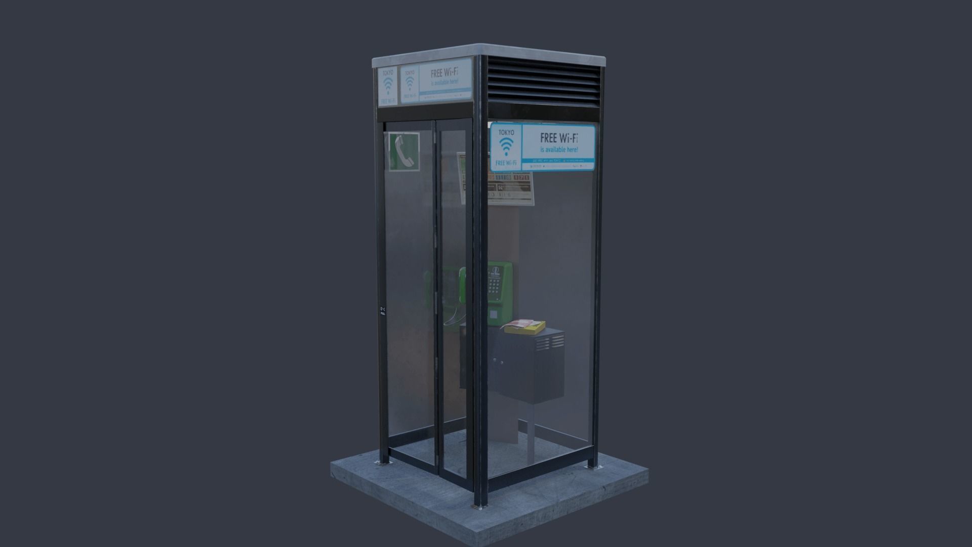 Payphone Booth 3D model_2