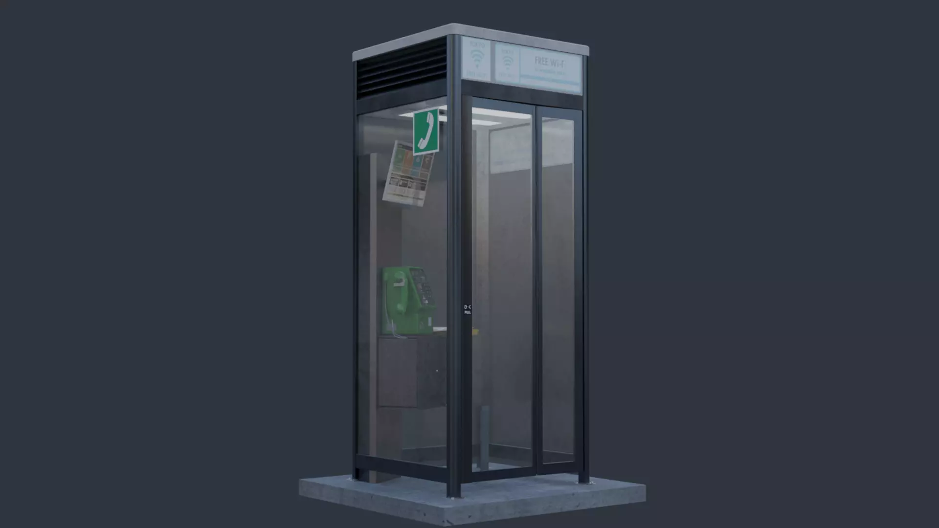 Payphone Booth 3D model_0