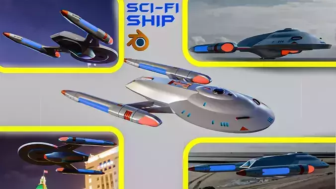 Sci-Fi Ship Low-poly 3D model